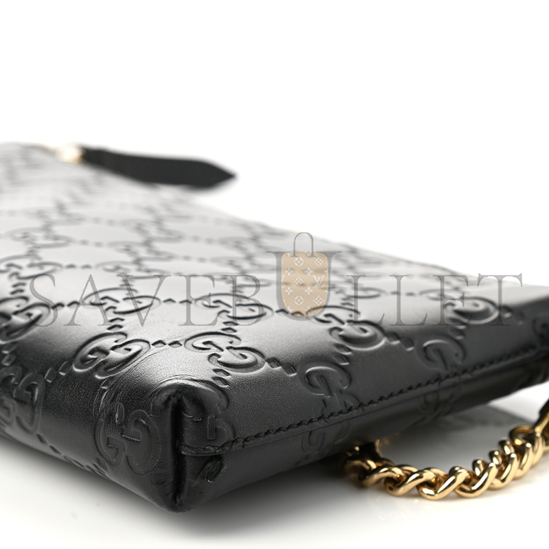 GUCCI SSIMA SIGNATURE WRIST WALLET BLACK 779791 (22.5*13*2.5cm)